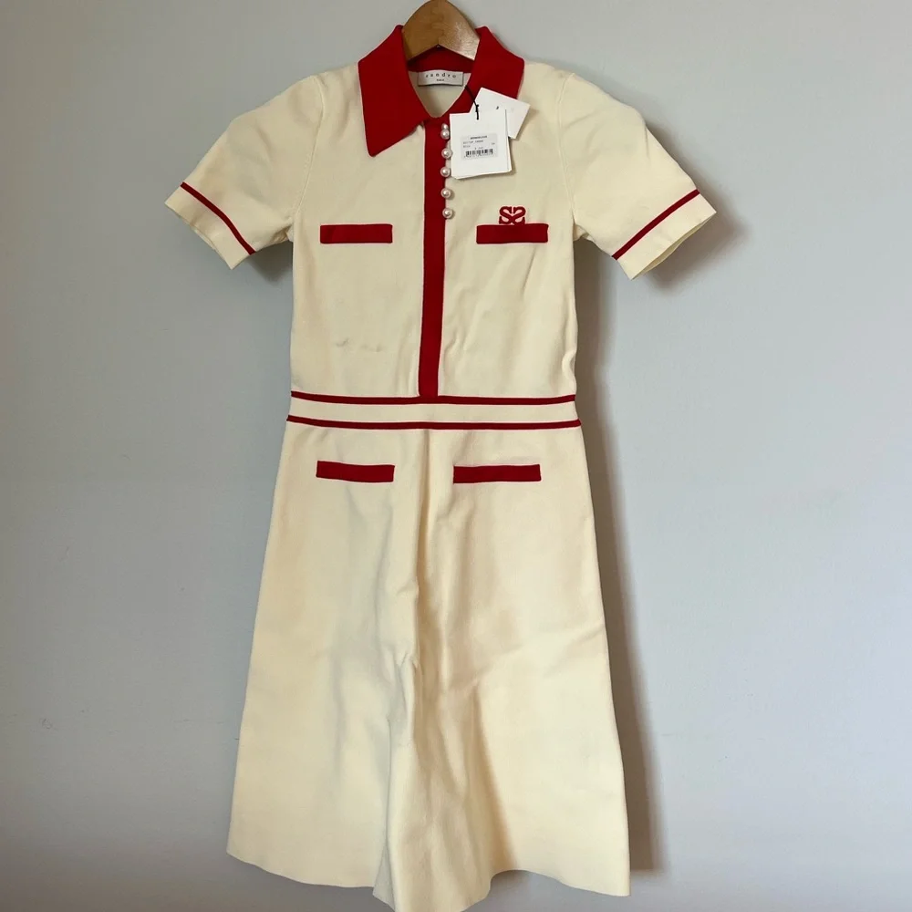 New with tags Sandro red white contrast tennis dress - Picture 5 of 5